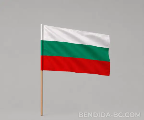 Знаме на България 90/150 см. с дървена дръжка 180 см.
