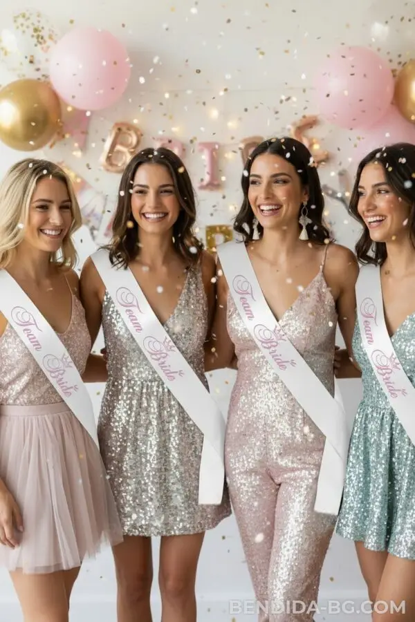 Лента за моминско парти „Team bride“ - 12/170 см.