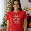 teniska-damska.jpg Коледна дамска червена тениска с надпис “Merry Christmas“