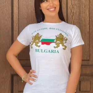 Дамска тениска с печат “Моя страна, моя България!” в бяло