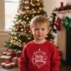 Детска коледна червена ватирана блуза с надпис „Merry Christmas“- за момиче и момче