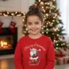 Детска коледна червена ватирана блуза с Дядо Коледа и надпис „Merry Christmas“ – за момиче и момче
