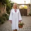 Дамска дълга фолклорна риза с ширити