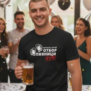 Тениска за ергенско парти - “Отбор пияници - Кум”