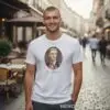 Мъжка бяла тениска с лика на Васил Левски